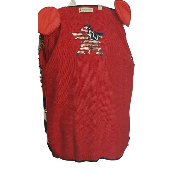 Vintage 80s Marsh Landing Womens Knit Sweater M Red Button Front Cardigan - Picture 8 of 12